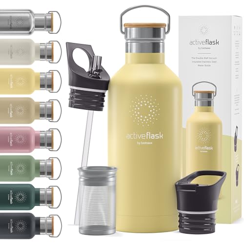 Garrafa de água térmica ATIVE FLASK palha (3 tamanhos) sem BPA, 1 l e 500 ml, frasco térmico de aço inoxidável isolamento a vácuo, pantimplora isolada bicicleta desporto quente frio café chá