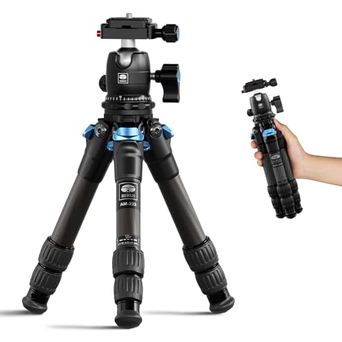 SIRUI 16" Mini tripé compacto com placa QR compatível para arca de fibra de carbono, cabeça de bola de 360° e parafusos portáteis de 1/4, carregamento MAX 15 kg para DSLR, telefone, câmara de vídeo -