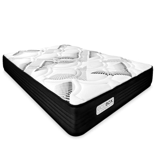 DUÉRMETE ONLINE - Colchão viscoelástico híbrido Eco Box com núcleo de molas levantadas, conforto ideal, firmeza intermediária, antiácaros antibacteriano e hipoalergénico 105 x 180