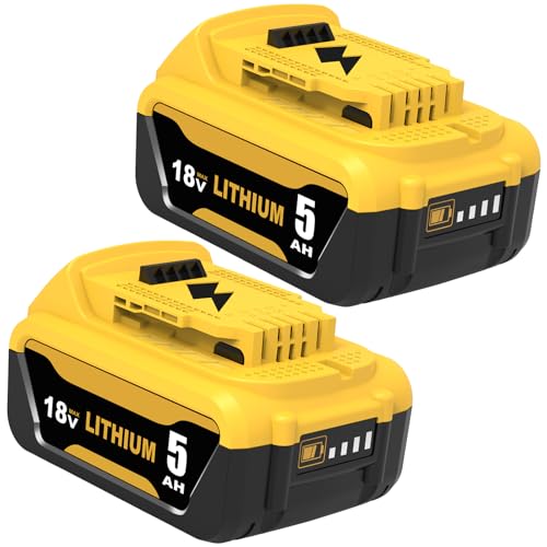TOPBATT 2 peças 5000 mAh substituição para Dewalt bateria 18 V para Dewalt bateria DCB184 DCB180 DCB181 DCB182 DCB200 DCB201 DCB204 com indicador LED