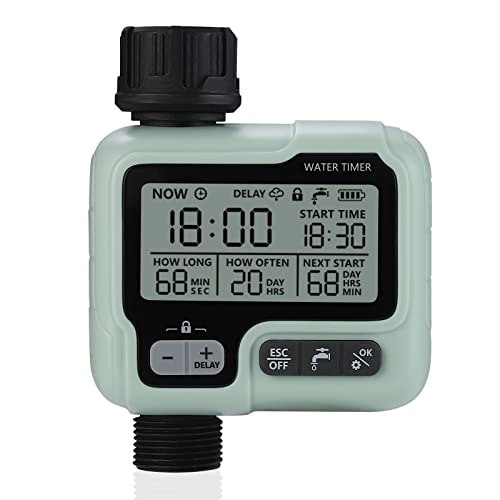 Temporizador de água jardim relva torneira aspersor temporizador sistema de rega controlador / modo de bloqueio para crianças/modo automático e manual/atraso de chuva / IPX5 à prova de água