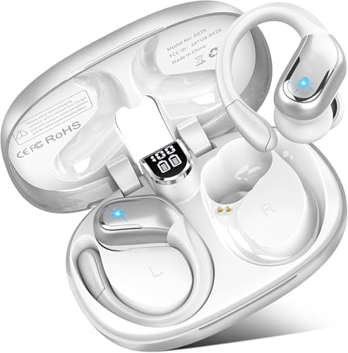 Capacetes sem fios Bluetooth 5.4, auriculares sem fios som estéreo com redução de ruído ENC, 75H auriculares Bluetooth Android iOS, IP7 impermeável auriculares sem fios, USB C, prateado