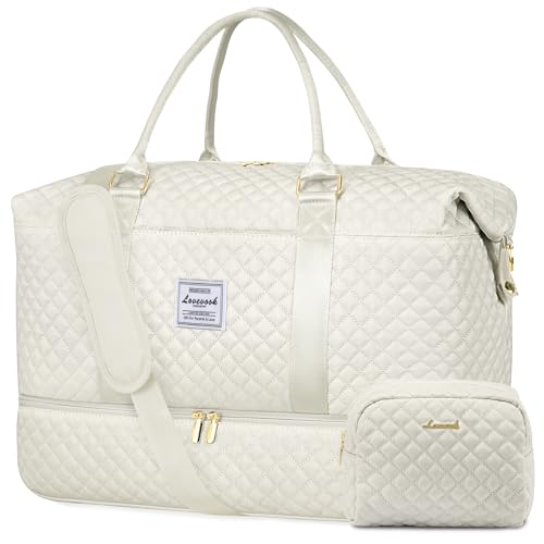 LOVEVOOK Sacos de viagem mulher saco desporto grande conjunto, Bege
