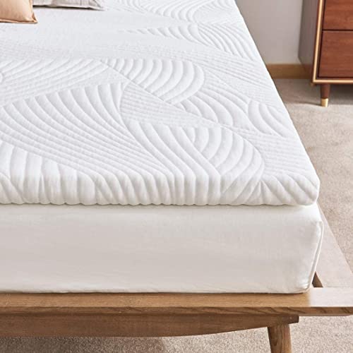 Sweetnight - Topper de 90 x 200 cm, em viscoelástico (espuma de gel com memória), 5 cm de altura, com capa removível e lavável, branco