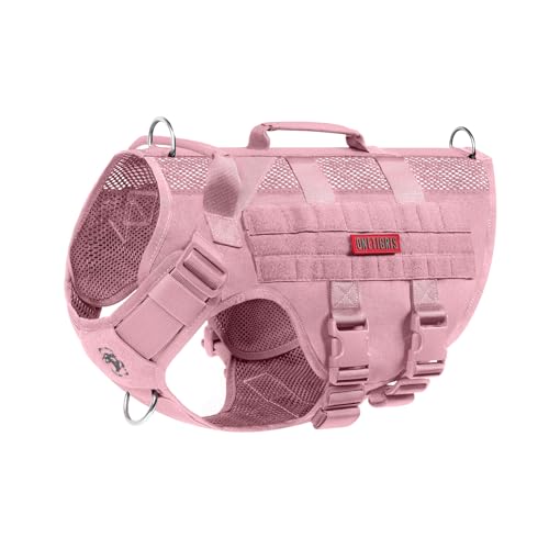 OneTigris No-Pull Air Mesh Arnês de segurança ajustável ultra respirável para cães grandes / médios com 2 asas (M rosa)