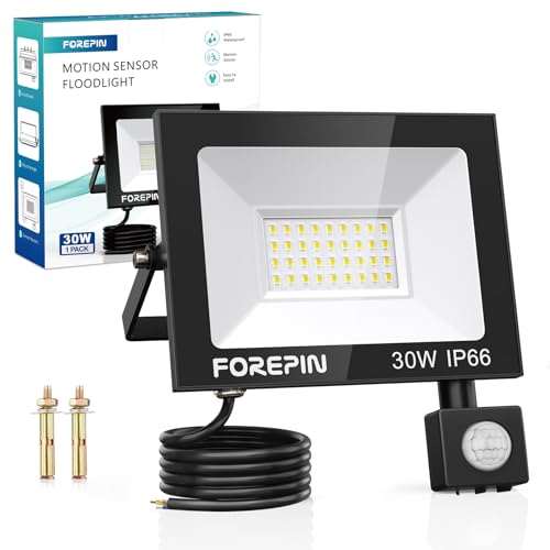 Foco LED para exterior de 30 W com sensor de movimento, 2700 LM projetor LED, 6500 K luz de segurança IP66, impermeável, 36 LEDs potente para jardim, garagem, pátio