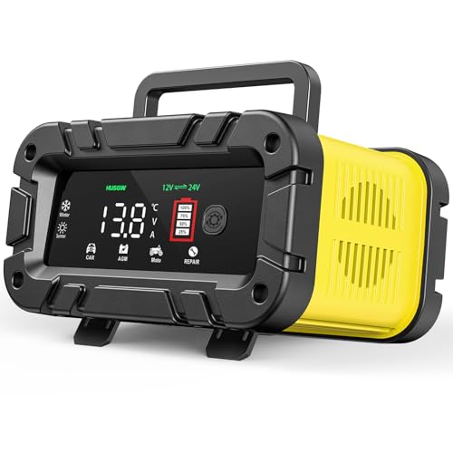 12V20A 24V10A Carregador de baterias, carregador de bateria de carro inteligente totalmente automático, com ecrã LCD para carro, moto, camião, AGM, gel, LA (2-150 AH)
