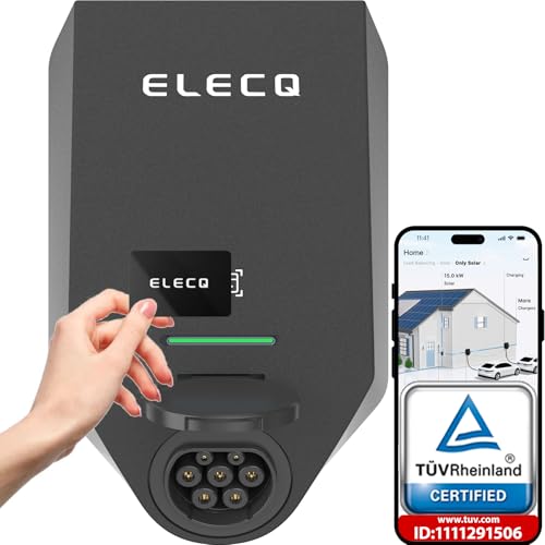 ELECQ wallbox 22kw trifásico com app | 4G OCPP RFID WiFi | carregamento solar fotovoltaico, gestão dinâmica de carga | tipo 2 estação de carregamento carro elétrico doméstica | compatível 11kw 32A