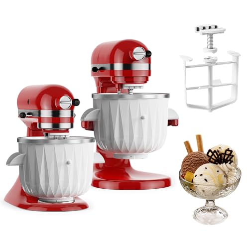 TPGSING Máquina de gelados para KitchenAid acessório, compatível com batedeira inclinável de 4,5 quartos e mais, tigela para máquina de gelados, gelados e sorvetes de 2 quartos para KitchenAid