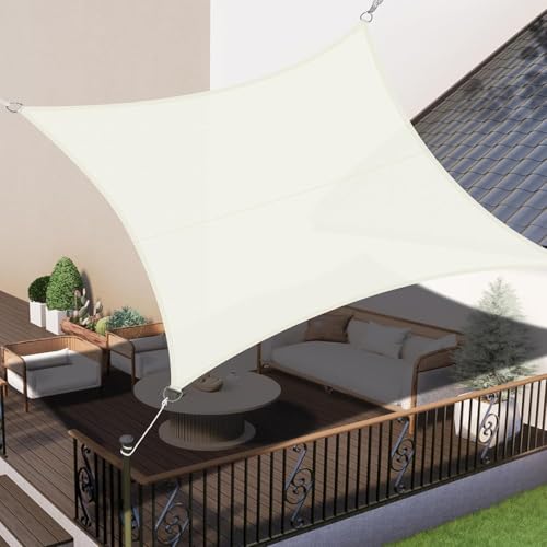 LOVE STORY Vela de sombra, retangular, 5 x 5 m, toldo impermeável, toldo de sombra, poliéster de 95% para atividades ao ar livre, jardim, pátio