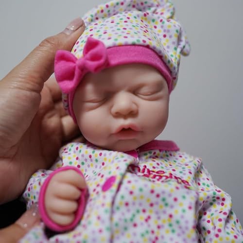 MYREBABY Bonecas de bebé recém-nascidas de 12 polegadas menina, boneca de bebé recém-nascida de silicone suave realista, bonecas de bebé recém-nascidas de silicone de corpo inteiro real