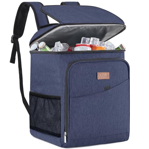 Lifewit Mochila frigorífico isotérmico 26 L (34 latas), frigoríficos para portátil, cestas para louça de exterior e piquenique, grandes mochilas térmicas porta-alimentos para praia, campismo, viagens