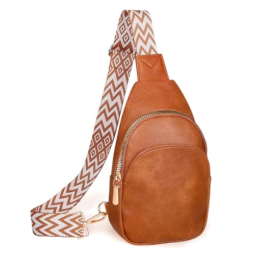 Mala de peito para mulher, mochila de tiracolo mulheres, impermeável Sling Bag Chest Bag pequena mala de tiracolo leve para ciclismo correr caminhadas viagens, Castanho mulher bolsa de peito, Ocidente