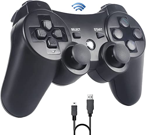 Sefitopher Comando PS3, Bluetooth Controller Joystick com vibração dupla compatível para Playstation 3 com cabo