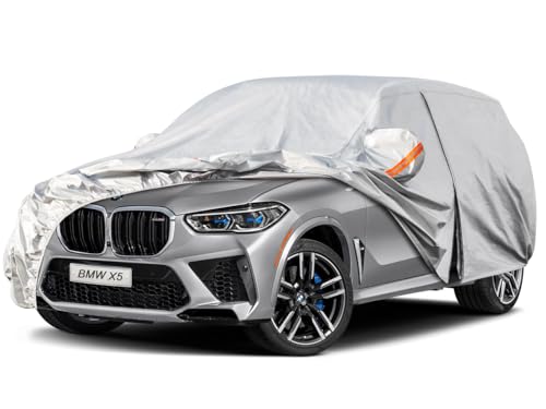 Kayme Capa de carro exterior, compatível com BMW X5 (2010-2025), capa para carro impermeável, respirável, anti-UV, anti-poeira, de 6 camadas, cobertura de carro com fecho de correr e forro de algodão.