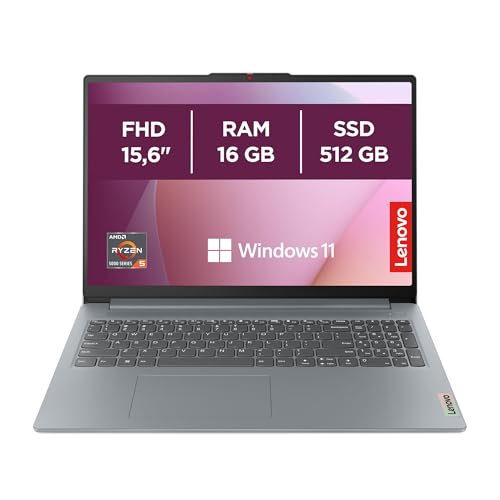 Lenovo IdeaPad Slim 3 Gen 8 – Computador portátil FHD AMD Ryzen 5 5625U, 16 GB RAM, 512 GB SSD, gráficos AMD Radeon integrados, Wi-Fi 6, Win 11 Home em espanhol teclado QWERTY – Cinzento ártico