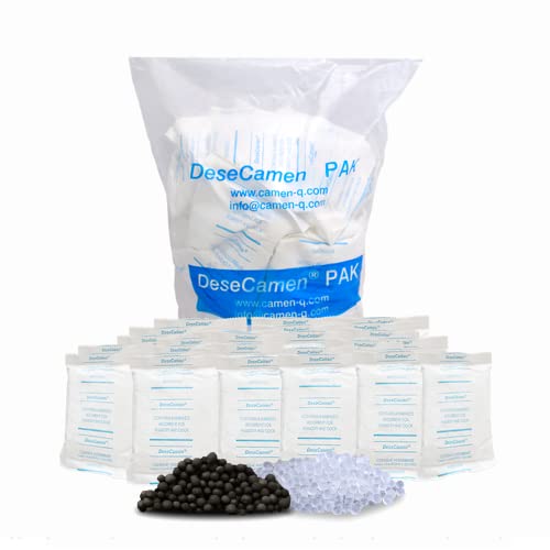 DeseCamen - Sílica gel com carvão ativo de bambu - (120 gramas 25 envelopes) 3 kg - desumidificadores - absorvente de humidade - anti-humidade - não-tóxico - sanita - dessecante