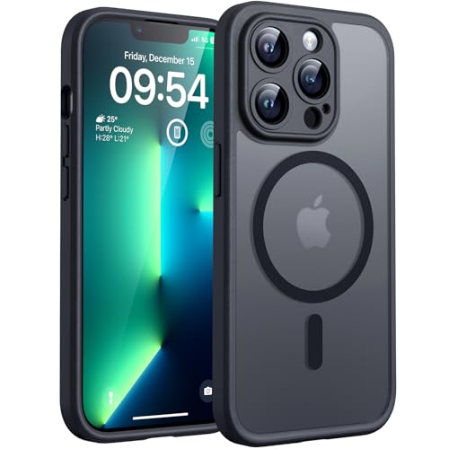 TOCOL Capa para iPhone 13 Pro MAX, capa magnética para iPhone 13 Pro MAX 6,7 polegadas [proteção lente câmera] [proteção militar] translúcida mate traseira, titânio preto