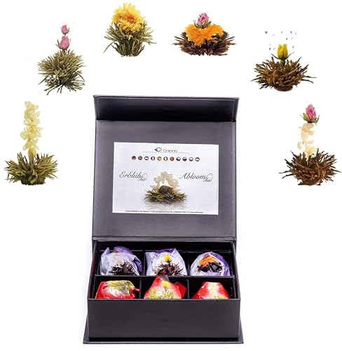 Creano Uma mistura de flores de chá " chá de flores" - chá em caixa elegante e magnética com relevo de prata | "chá preto e branco"