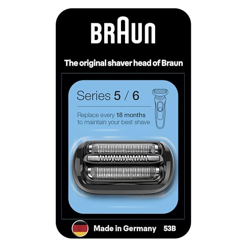 Braun Série 5 cabeça de substituição 53B original para máquina de barbear elétrica para homem, compatível com máquinas de barbear 5 e 6 séries, fabricado na Alemanha, preto