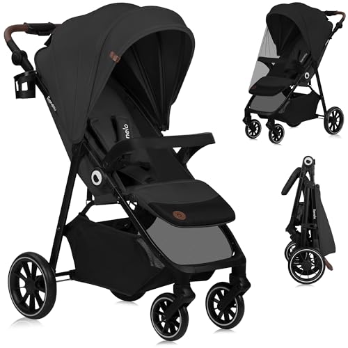 LIONELO EMMA ONE Carrinho de bebé até 22 kg, de 6 m a 4 anos rodas giratórias 360° suspensão total dobrável com uma só mão ajuste do encosto e apoio para os pés em poliéster XXL UPF50 (cinzento)