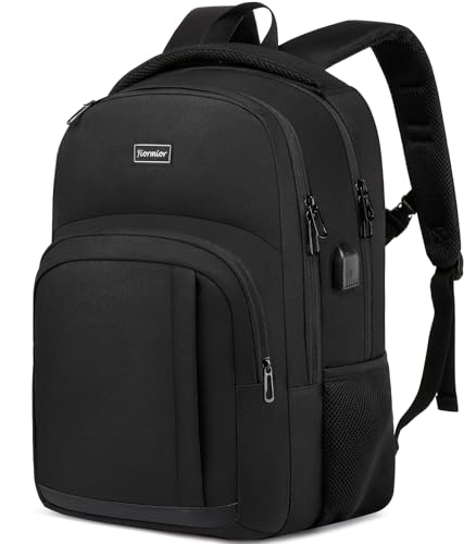Mochila homem mulher, mochila escolar adolescente juvenis mochilas escolares mochila universidade, Preto, 17,3 polegadas, Mochila