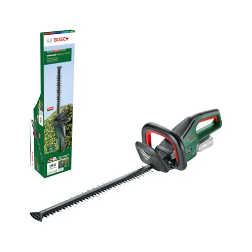 Bosch Home and Garden UniversalHedgeCut 18 V - 50, cortador de sebes a bateria, sem bateria, sistema de 18 volts, comprimento da serra de 50 cm, embalagem em caixa
