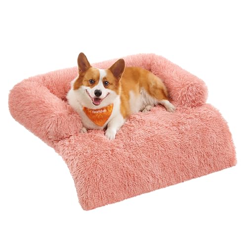 Feandrea FluffyHug Cama para cães, tecido de pelúcia, tapete, capa protetora para sofá, tamanho L, para cães médios, 95 x 85 x 16 cm, rosa PGW222R01