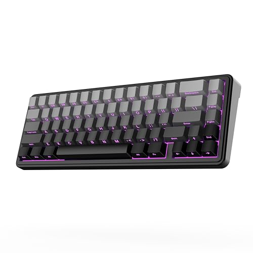 EPOMAKER x Sala de aula F65 teclado mecânico sem fios, gaming e personalizado. Gasket Teclado Hot Swap com RGB, Bluetooth/2,4 GHz/cabo, switch lineares lubrificados (Ombre preto, interruptor de