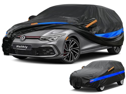 Holthly Capa de carro exterior impermeável, cobertura de carro de 10 camadas, cobertura de carro protetor de sol, capa para carro adequado para VW Golf, Hyundai Kona, Renault Megane,Seat Leon, Citroen