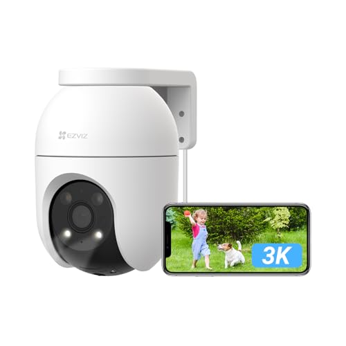 EZVIZ Câmara de vigilância WiFi exterior de 360°, 3K câmara IP de segurança, visão noturna colorida, deteção IA de pessoas/veículos, seguimento de zoom automático, áudio bidirecional, sereia,