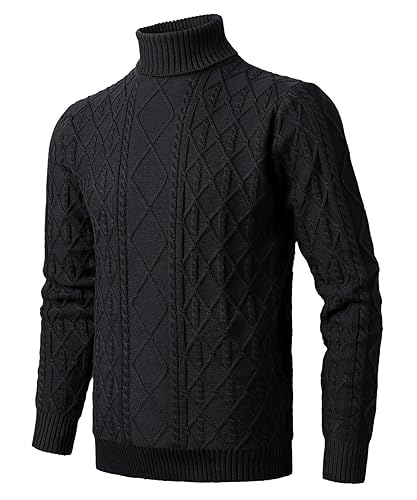 Herothorn Jersey homem malha gola alta quente camisola casaco pullover manga comprida sólido tecido camisola