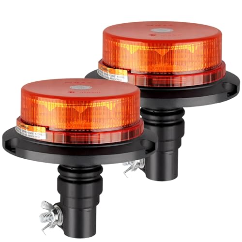AUTOUTLET 2 x 12 LED rotativo 10 V - 30 V luz de aviso estroboscópica giratória homologada ECE R10 E9 à prova de pó impermeável IP56 cabo de mola 3 m para trator vans camiões reboque