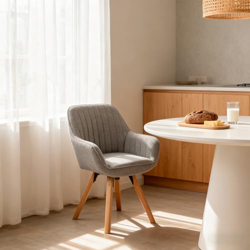 MEUBLE Cosy Cadeira de sala de jantar estilo escandinavo giratório 360° com encosto, assento confortável, design moderno, cadeiras de cozinha, cinzento
