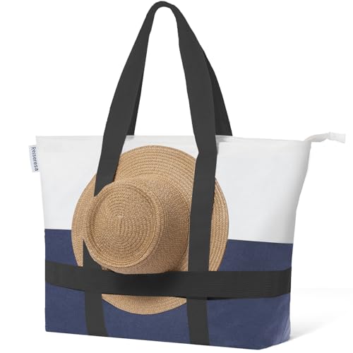 Reiseresa Mala de praia grande para mulher, com fecho de correr, XXL, bolsa de banho, sauna, mala de viagem, para praia, viagens, compras, desporto, trabalho Groß/XXL