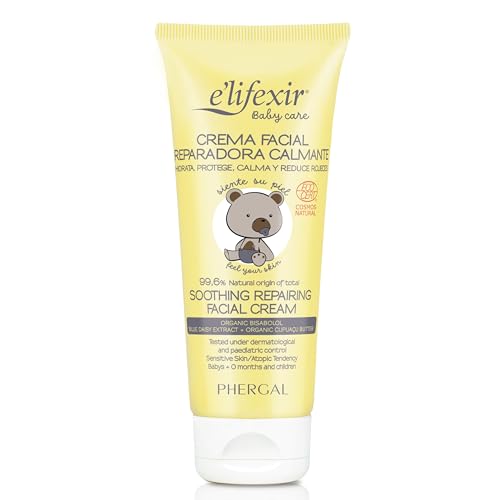 Elifexir Baby Care, creme facial reparador calmante para bebé, reduz a vermelhidão e a elasticidade, hidratação e conforto, hipoalergénico, 99% de diâmetro. Naturais, reforça a função de barreira, 50