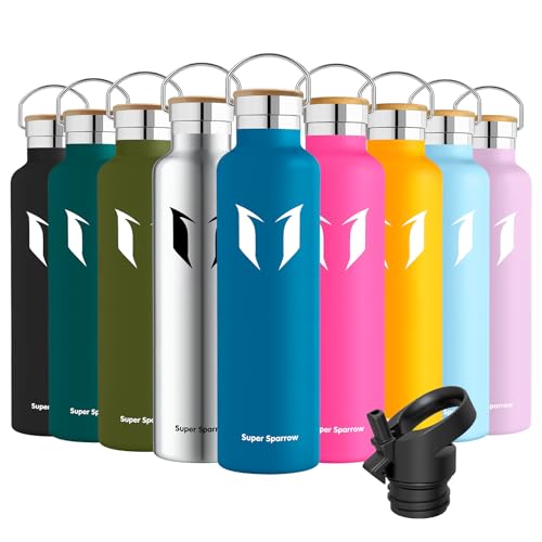 Super Sparrow Garrafa de água em aço inoxidável, Garrafa de água para crianças, 350 ml/ 500 ml/ 620 ml/ 750 ml/1 l, garrafa térmica boca padrão, sem BPA, para crianças e adultos, desporto, escritório,