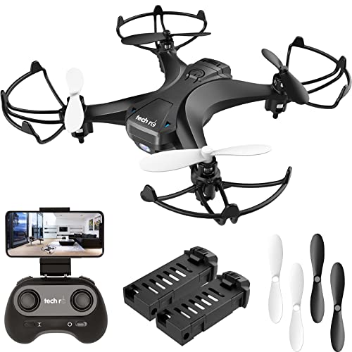 tech rc Mini Drone com câmara HD, App, WiFi, FPV, modo sem cabeça, descolagem com um botão e aterragem por gravidade RTF, duas baterias, adequado para iniciantes e crianças