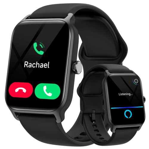 Relógio inteligente homem mulher com voz de Alexa e chamadas, 1,8" Smartwatch com oxímetro / pulsómetro/monitor de sono/podómetro, 100 modos desportivos, impermeável IP68 presente mulher homem para