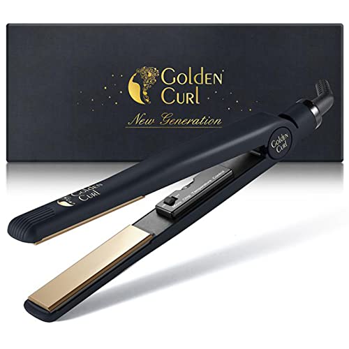 Golden Curl Ferro de cabelo para alisar e enrolar - 5 anos de tranquilidade - alisador e modelador de cabelo 2 em 1 profissional - modelo de cabelo para alisar ou fazer ondas (829 ouro)