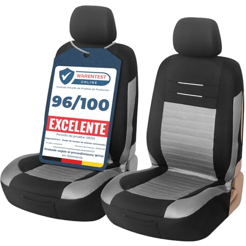 Upgrade4cars Capas de assento dianteiro para carro universais preto cinzento | cobertura universal | protetor de assento dianteiro para motorista e copiloto | acessórios interior decoração
