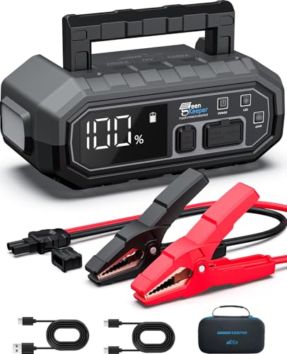 Arrancador portátil para carro 4000A: bateria de 12 V de emergência para motores a diesel de gás de 10,0 l, carregador de impulso de inicialização, proteção inteligente, portas USB-A tipo C com luz