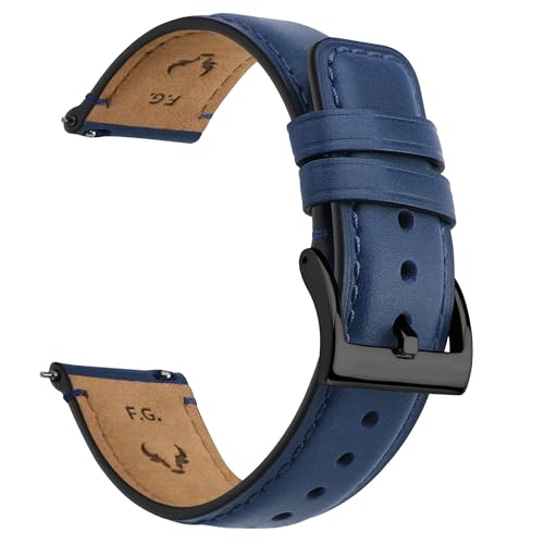 Fullmosa Pulseira de relógio 22 mm 20 mm 18 mm, correia de couro de libertação rápida, correia de substituição para homens / mulheres, correia de relógio para Samsung Galaxy Watch/Huawei Smart Watch