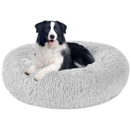 Nepfaivy Cama para cães médios, anti-stress, almofadas para cama para cães relaxante e lavável, branco, XXL - 31,5 pol/80 cm
