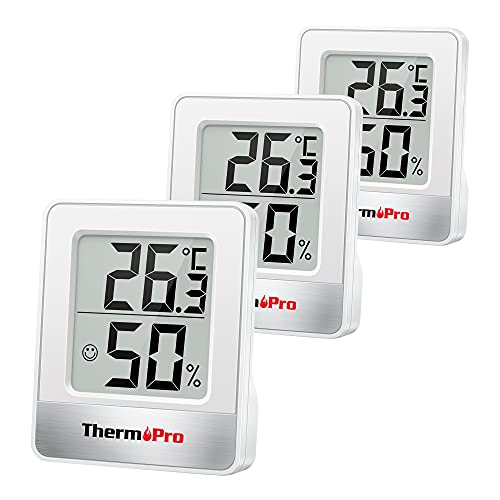 ThermoPro TP49-3 pequeno higrómetro digital termómetro interior termómetro ambiente monitor de temperatura e medidor de humidade para conforto do escritório em casa termómetro réptil 3 peças