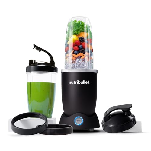Nutribullet Pro 1200, Liquidificadora elétrica, trituradora, batedora de batidos, trituradora multifuncional, potência de 1200 W, copos de 700 ml e 900 ml, preto, NB120 MB