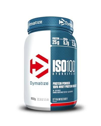 Dymatize ISO 100 Hydrolyzed Strawberry 932g - Hidrolizado de proteína de soro Whey isolado em pó