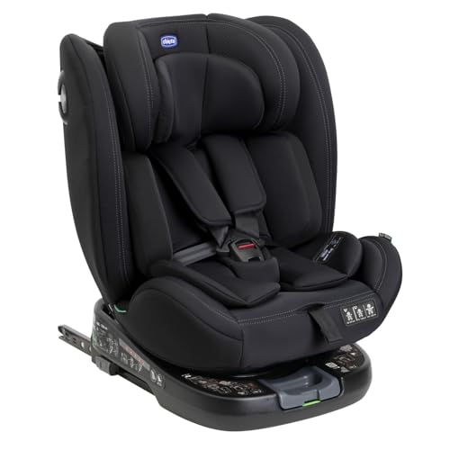 Chicco Unico EVO I'Size Classic, cadeira de carro ISOFIX para bebés e crianças de 40 a 150 cm, grupo 0123 Desde recém-nascido a 12 anos, rotação de 360º, redutor, ajustável e proteção lateral, preta