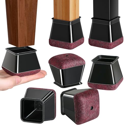 32 peças protetor pernas cadeiras quadradas, protetores de chão para pernas de cadeira, preto silicone capas de pernas de cadeira com almofada de feltro espessada (Fit: 20-26 mm)