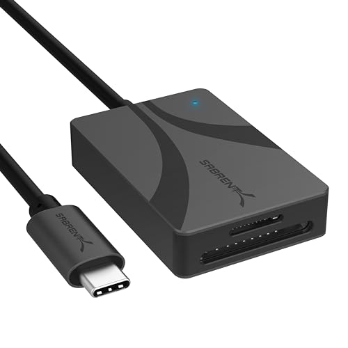SABRENT Leitor de cartões SD USB tipo C, UHS-II SDXC de ranhura dupla e microSDXC SD 4.0 | compatível com Windows e Mac OS [CR-CSDM]